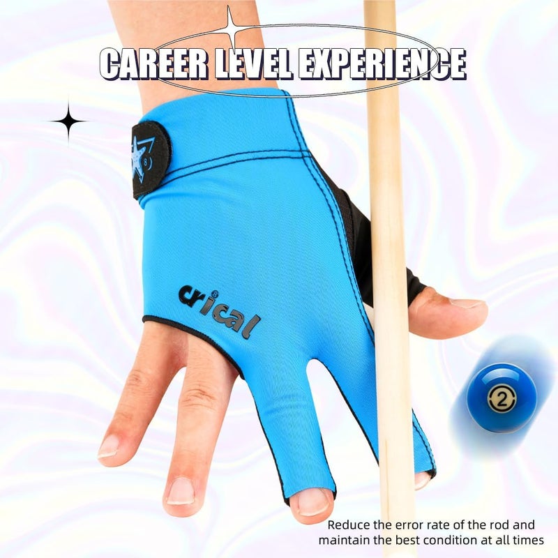 CRICAL Professional Billiard Glove for Pool, 3-Finger Design with Thick Lycra & Non-Slip Grip for Men and Women, Billiard Cue Accessories for Improved Control and Practice - Image 2
